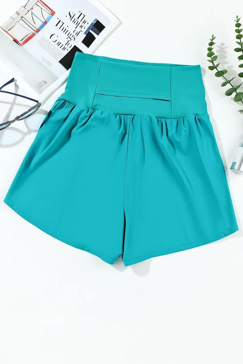 Short de bain taille haute à poches