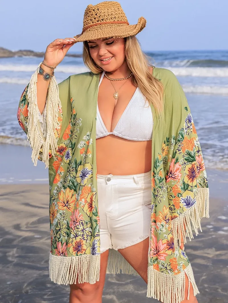 Cache-maillot ouvert à franges grande taille