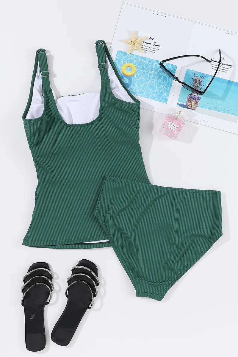 Ensemble tankini à bretelles larges et col carré