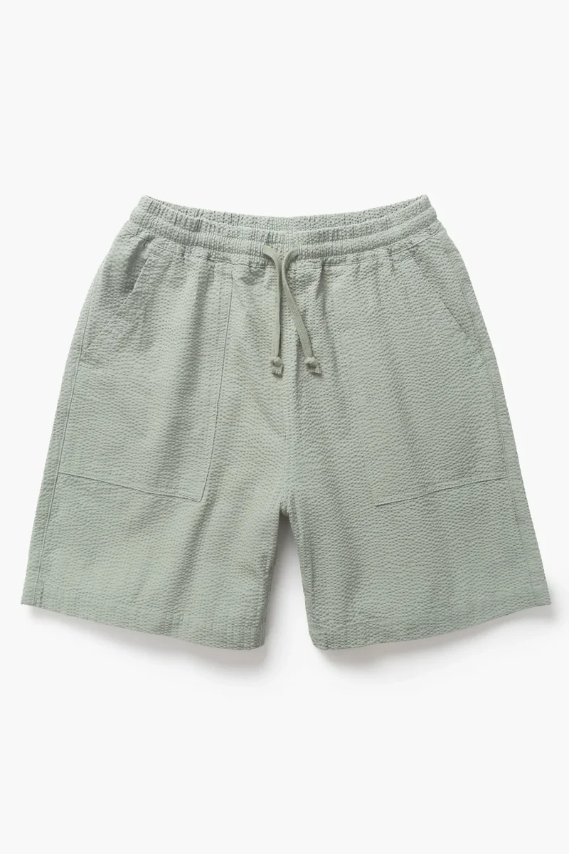 Seersucker Chef Shorts Sage