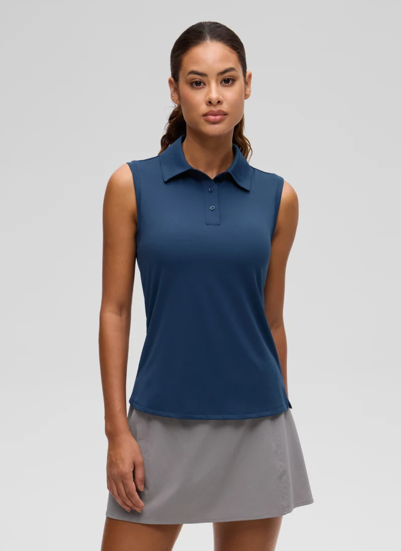 Hip Length Slim Fit Sleeveless Polo