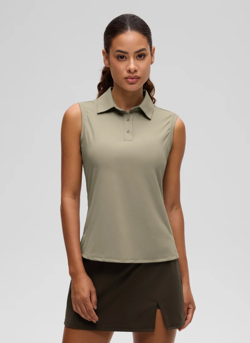 Hip Length Slim Fit Sleeveless Polo
