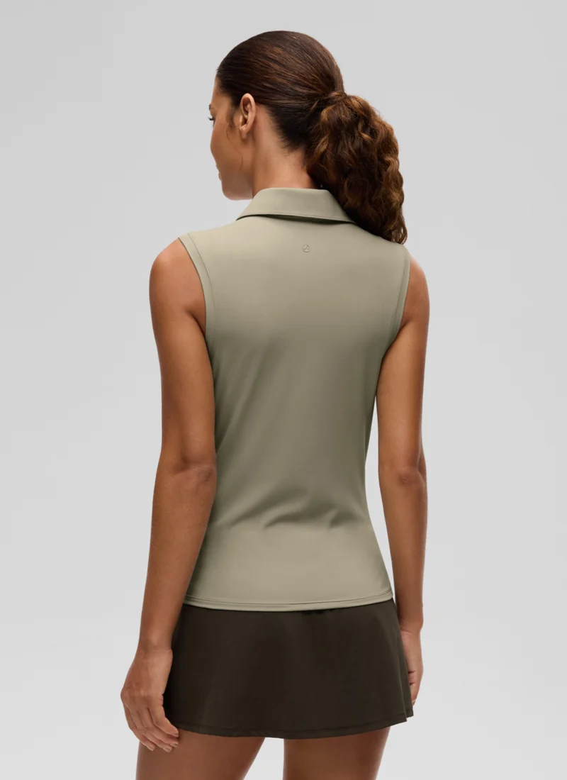 Hip Length Slim Fit Sleeveless Polo