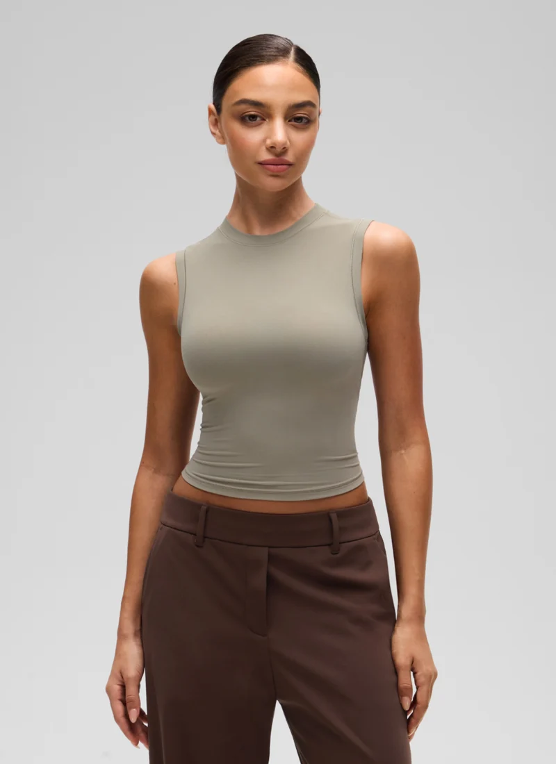 Softembrace High Neck Basic Crop Tight Tank