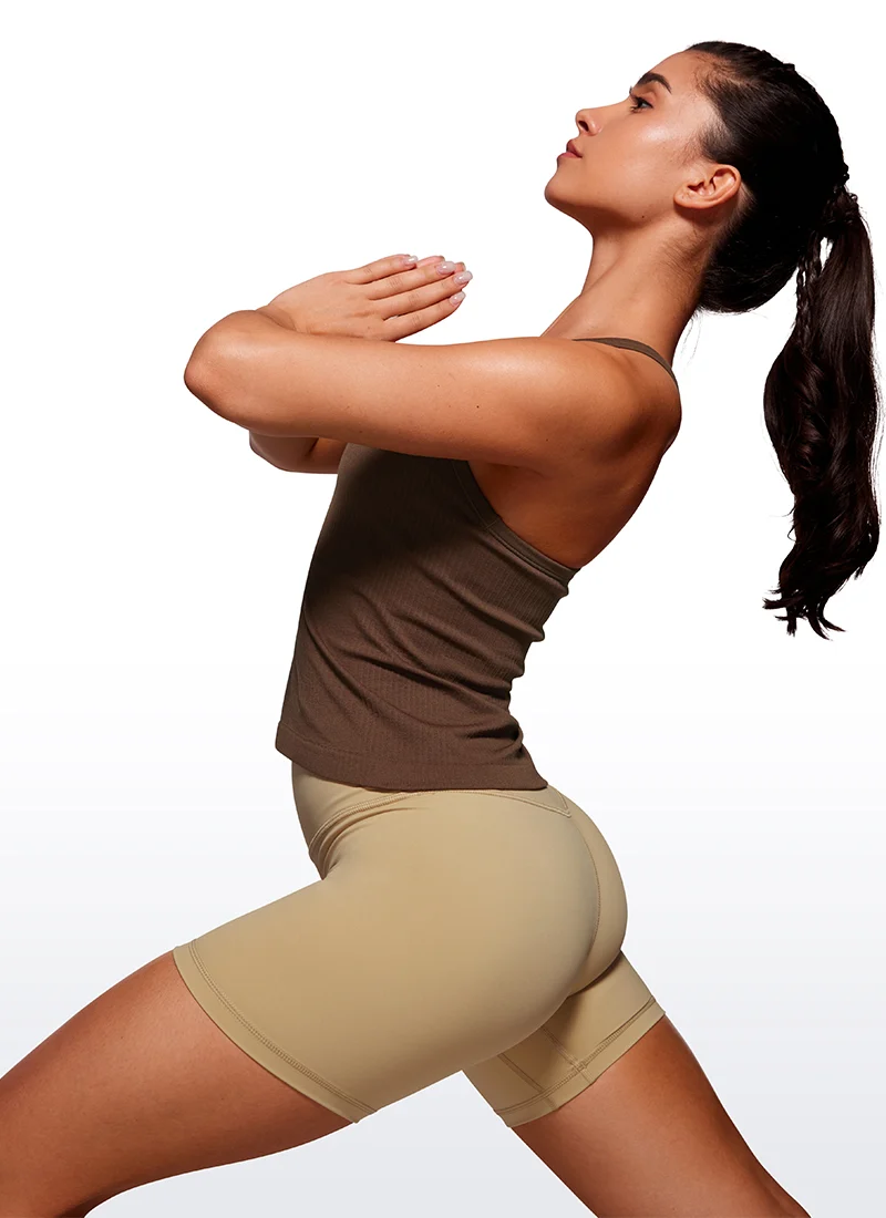 Seamless Racerback Built in Bra Ribbed Tank