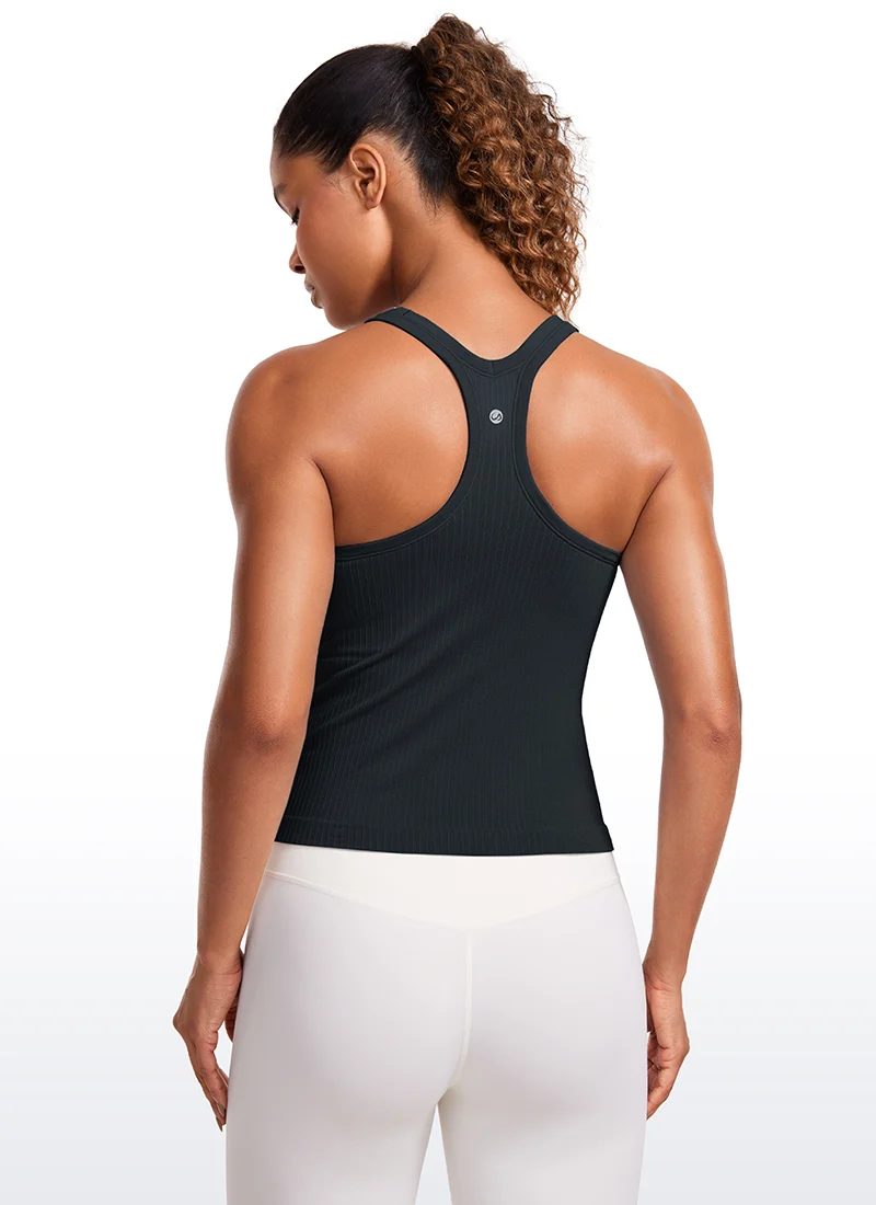 Seamless Racerback Built in Bra Ribbed Tank