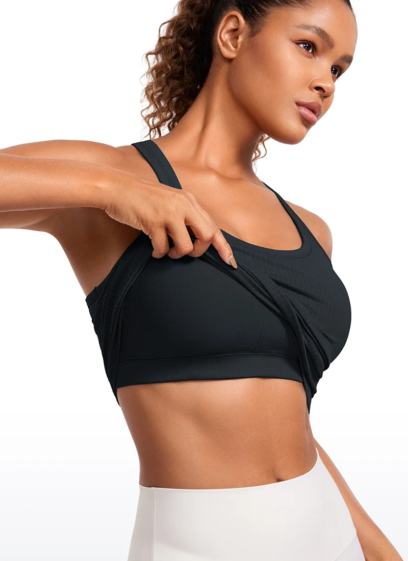 Seamless Racerback Built in Bra Ribbed Tank