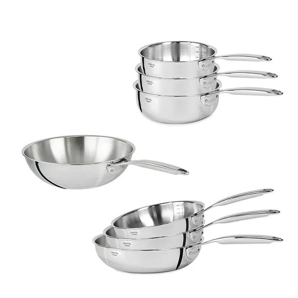 Batterie de cuisine 7 pièces tout inox Castel’Pro Cristel