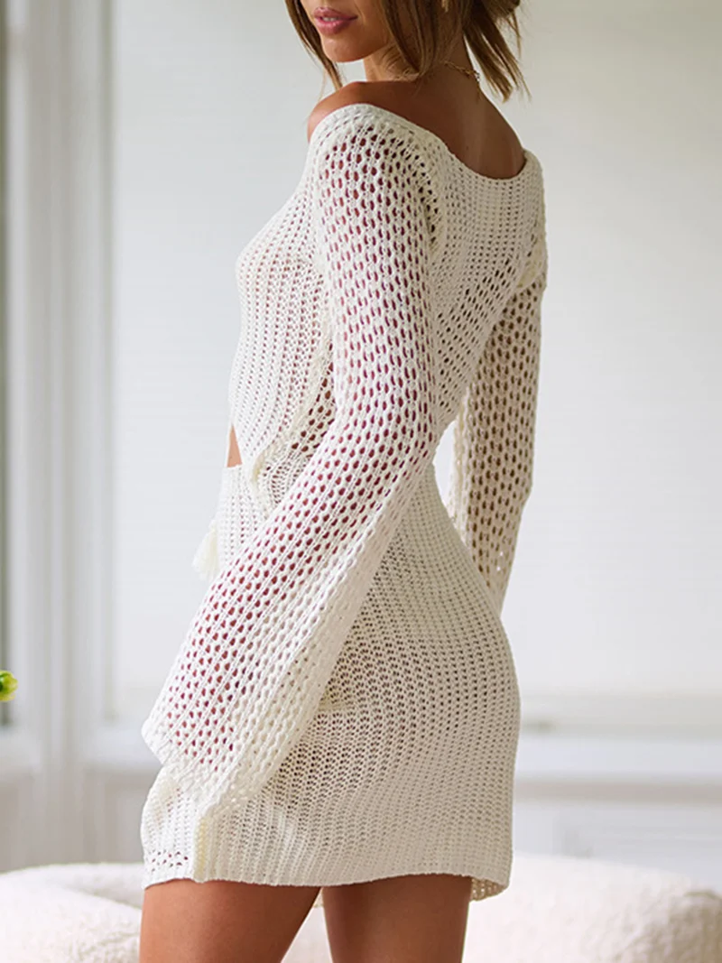 Cache-maillot à manches longues et lacets découpés