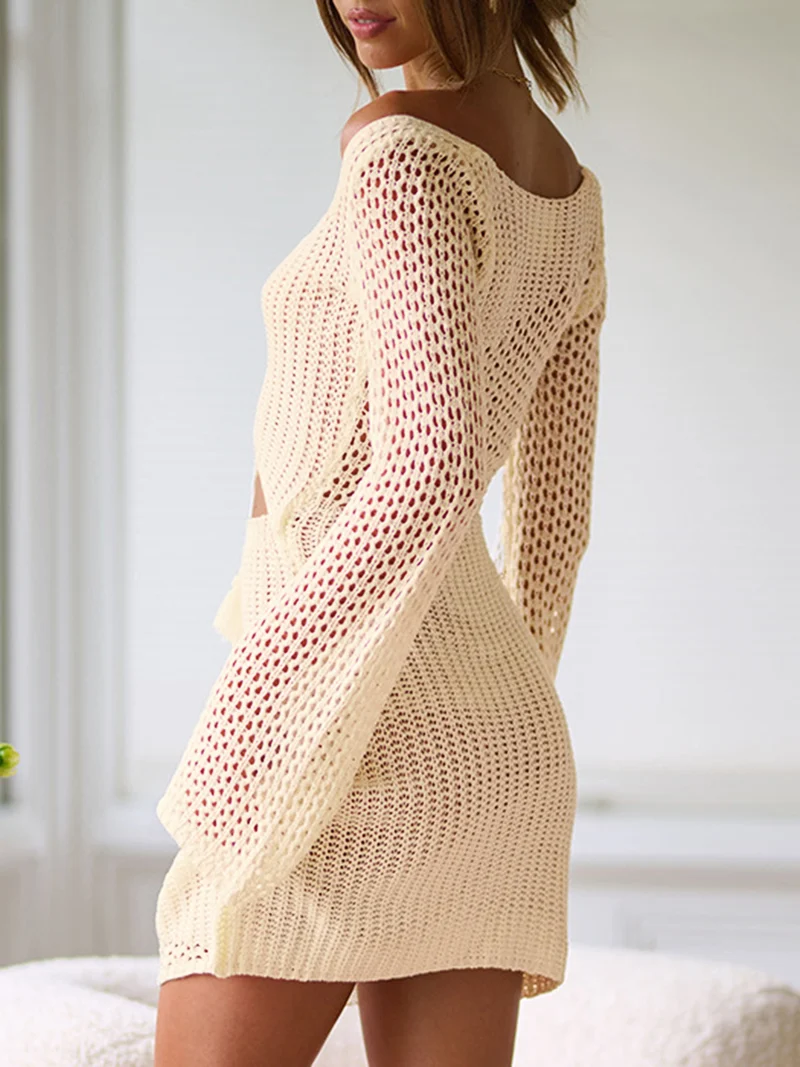 Cache-maillot à manches longues et lacets découpés