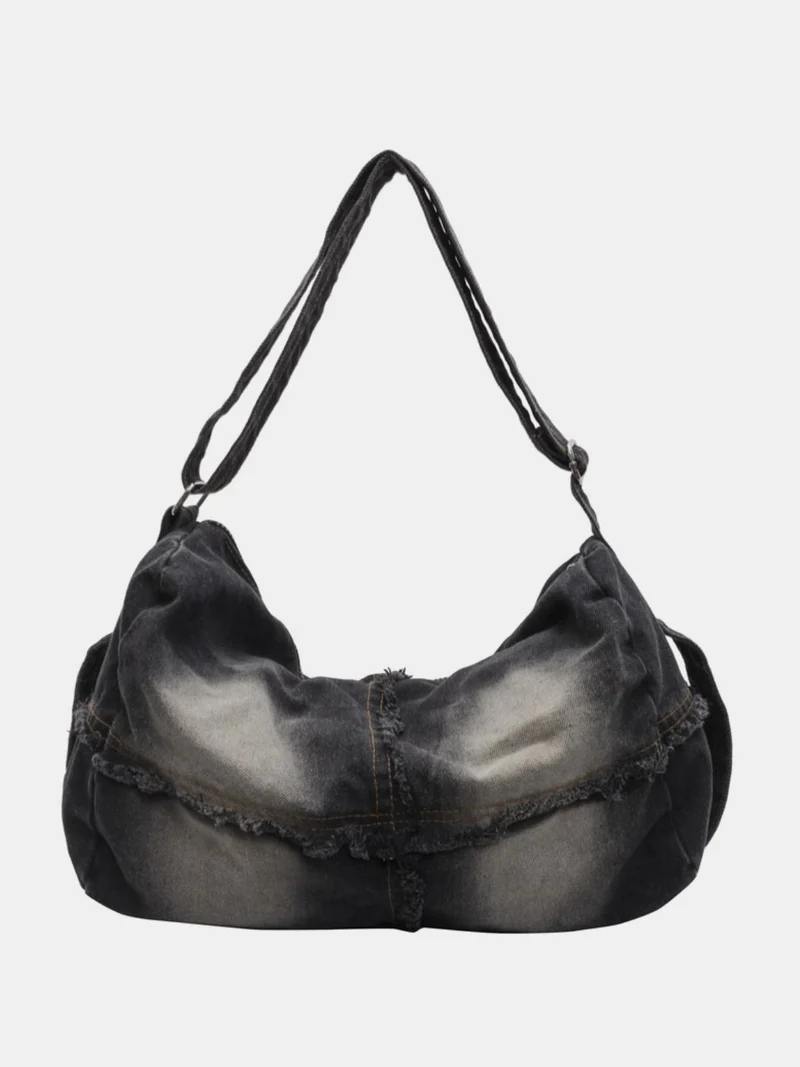 Sac bandoulière dégradé à ourlet brut