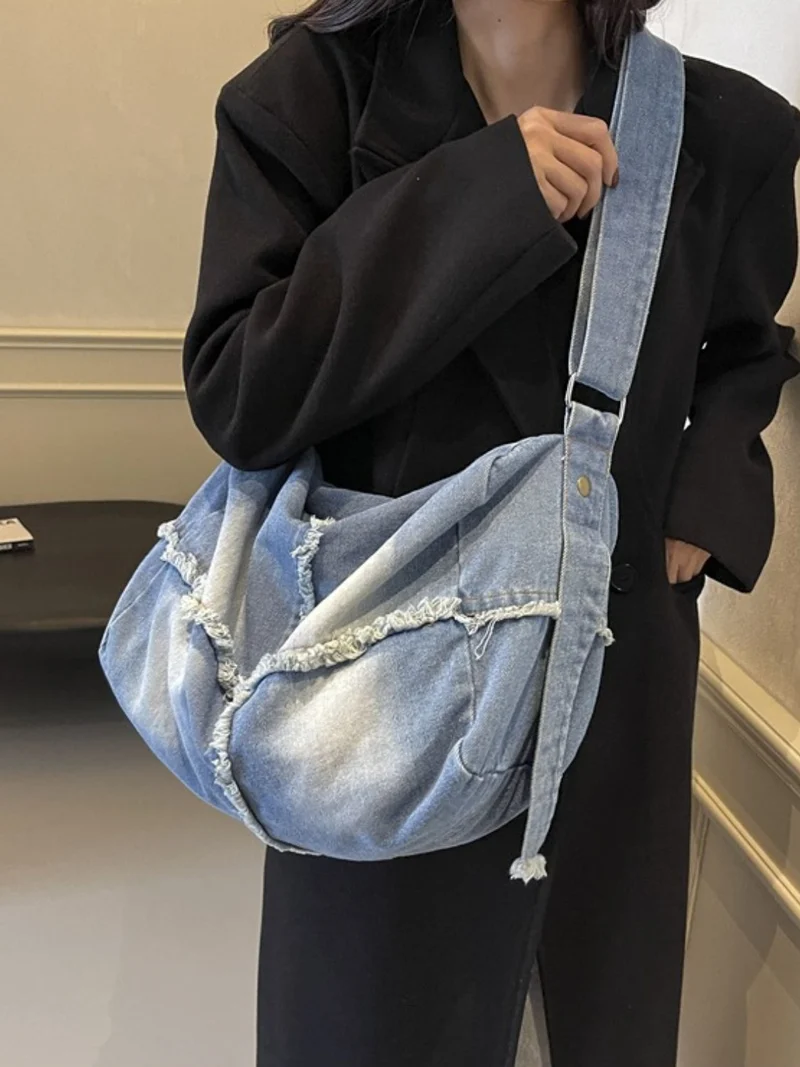 Sac bandoulière dégradé à ourlet brut