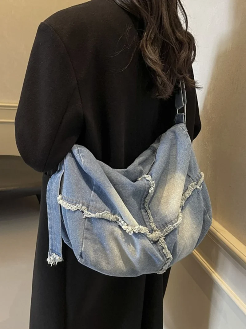 Sac bandoulière dégradé à ourlet brut