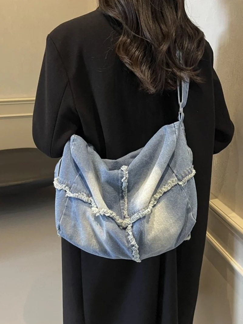 Sac bandoulière dégradé à ourlet brut
