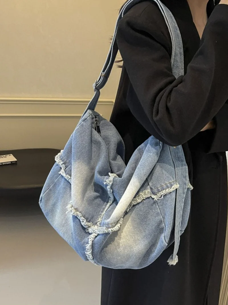 Sac bandoulière dégradé à ourlet brut