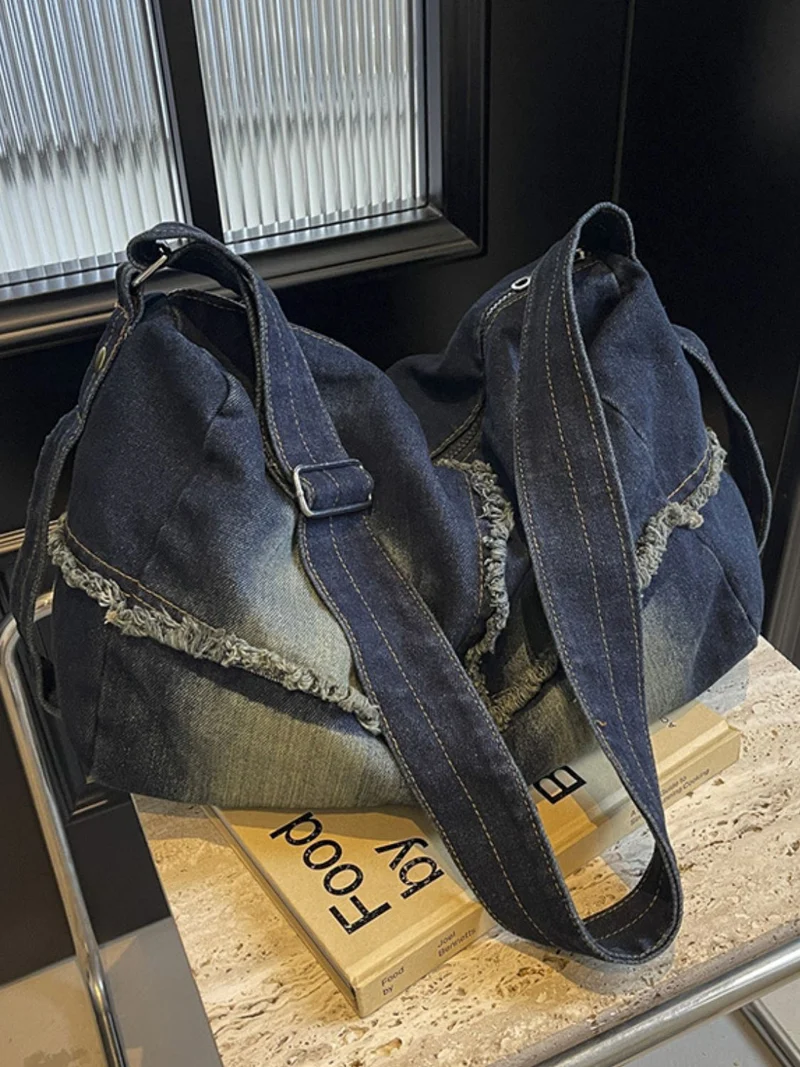 Sac bandoulière dégradé à ourlet brut