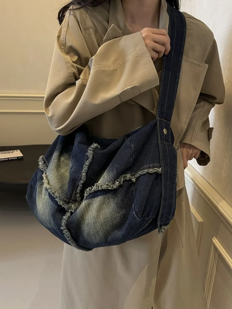 Sac bandoulière dégradé à ourlet brut