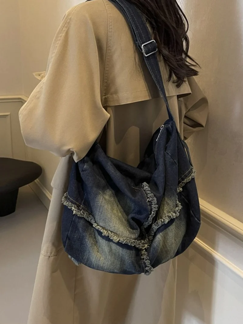 Sac bandoulière dégradé à ourlet brut