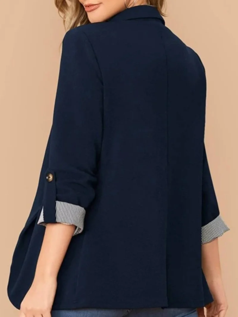 Blazer à col à revers et manches retroussées