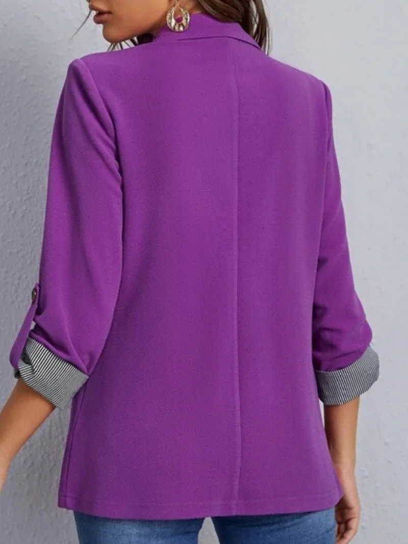 Blazer à col à revers et manches retroussées