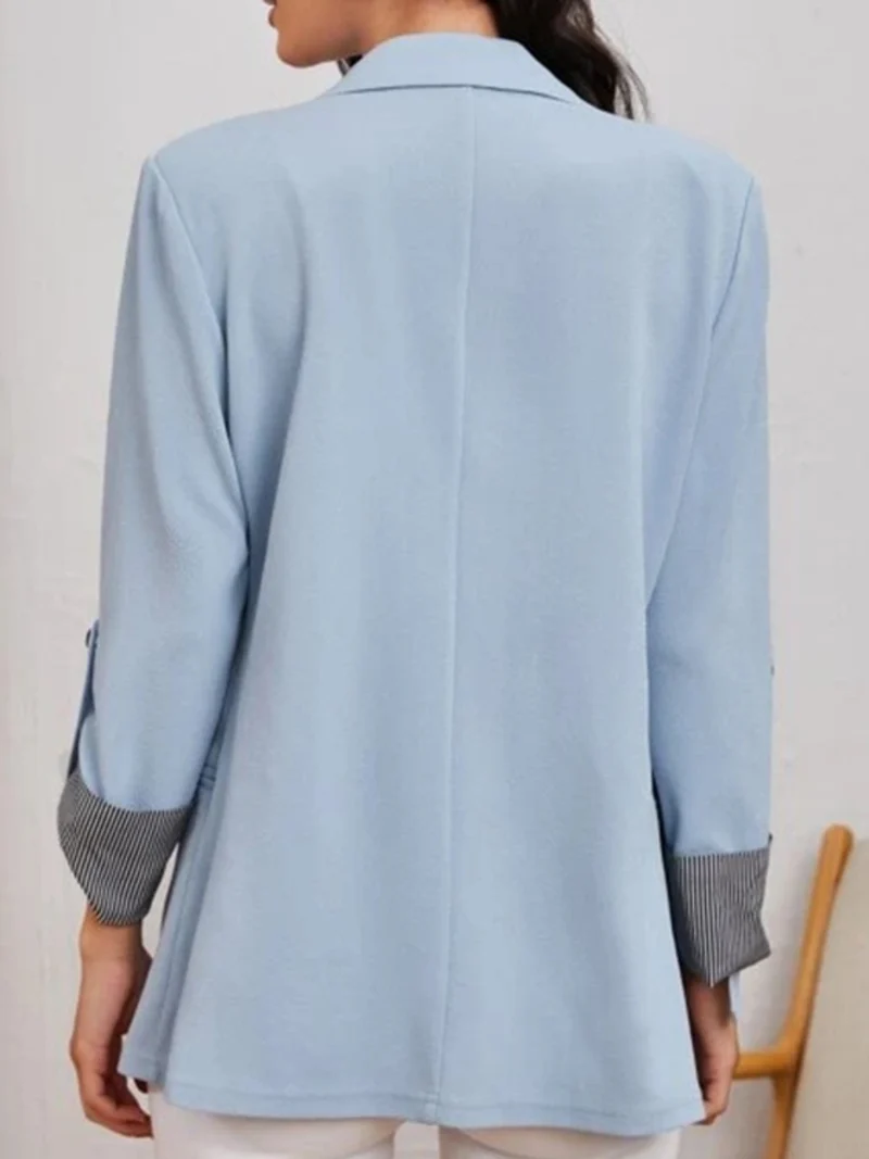 Blazer à col à revers et manches retroussées