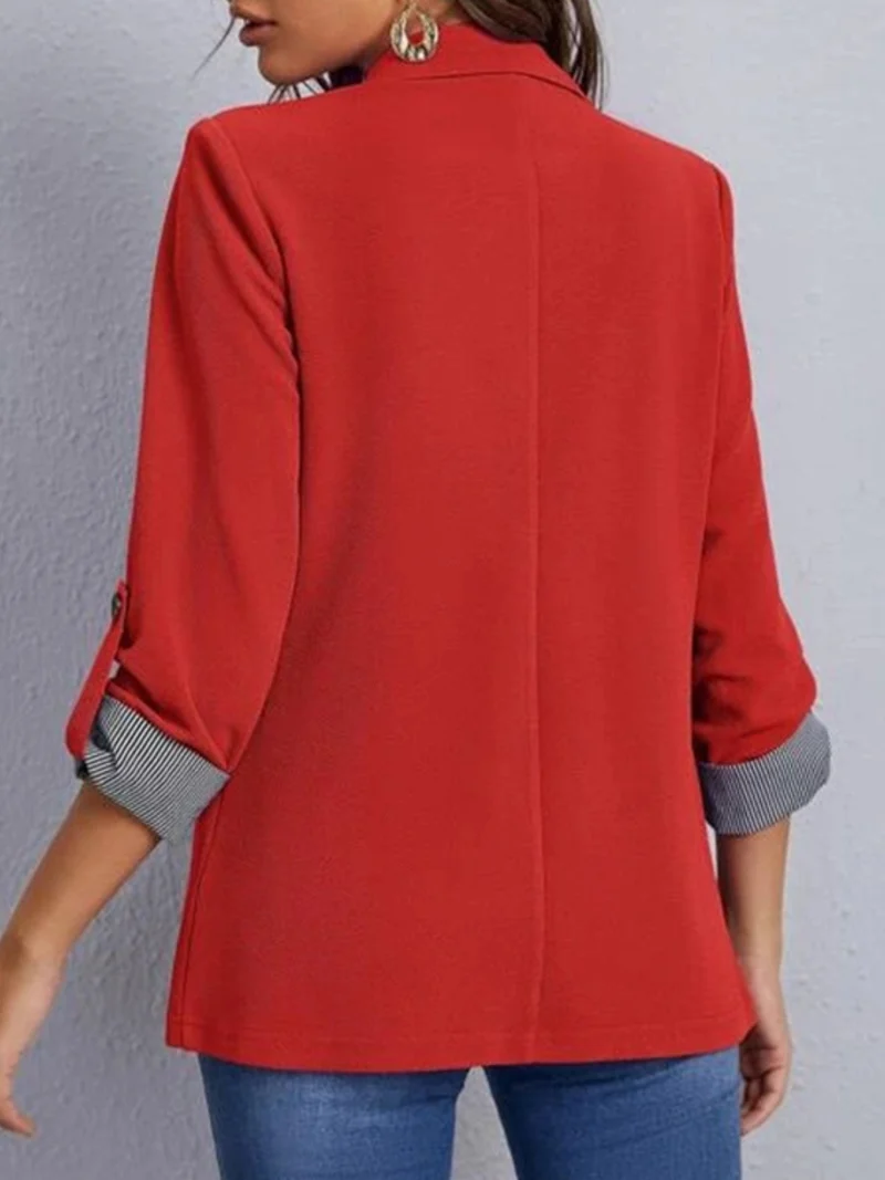 Blazer à col à revers et manches retroussées