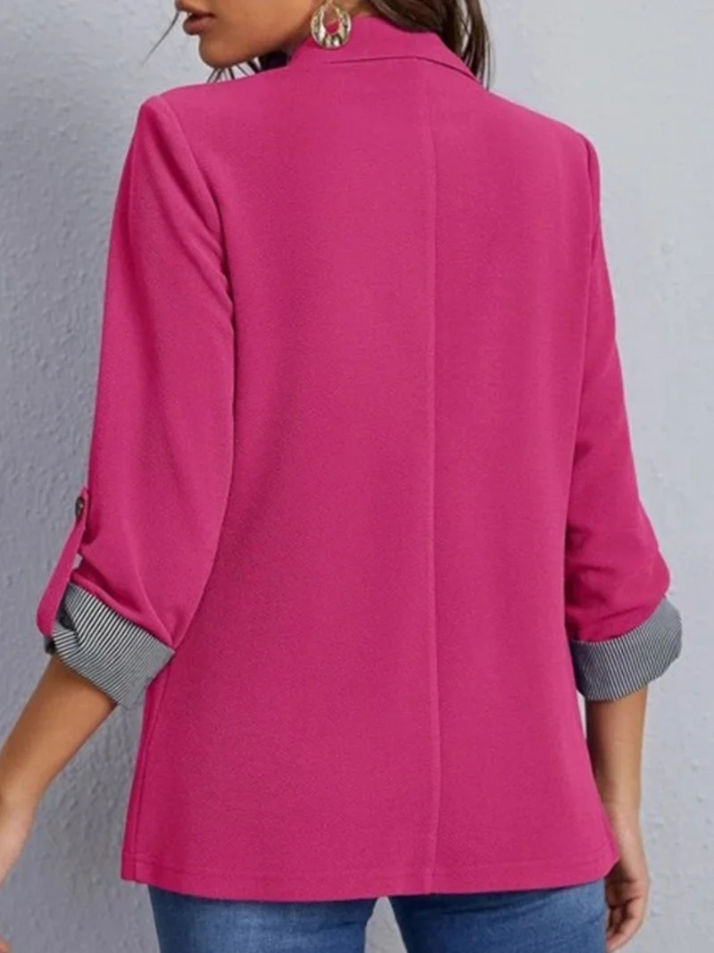 Blazer à col à revers et manches retroussées