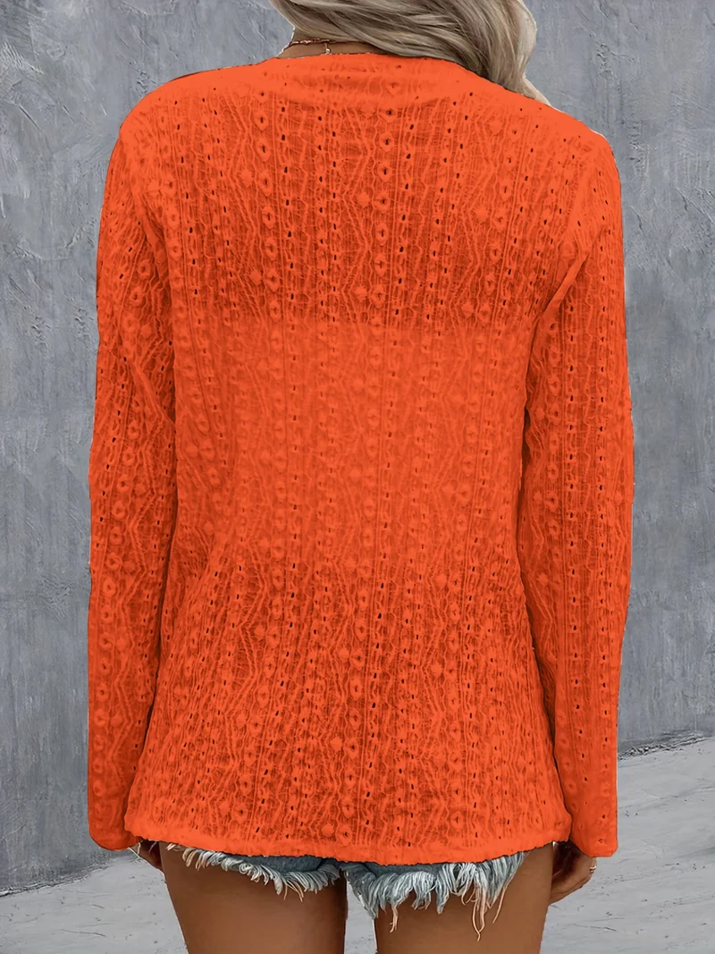 Cardigan à manches retroussées et œillets