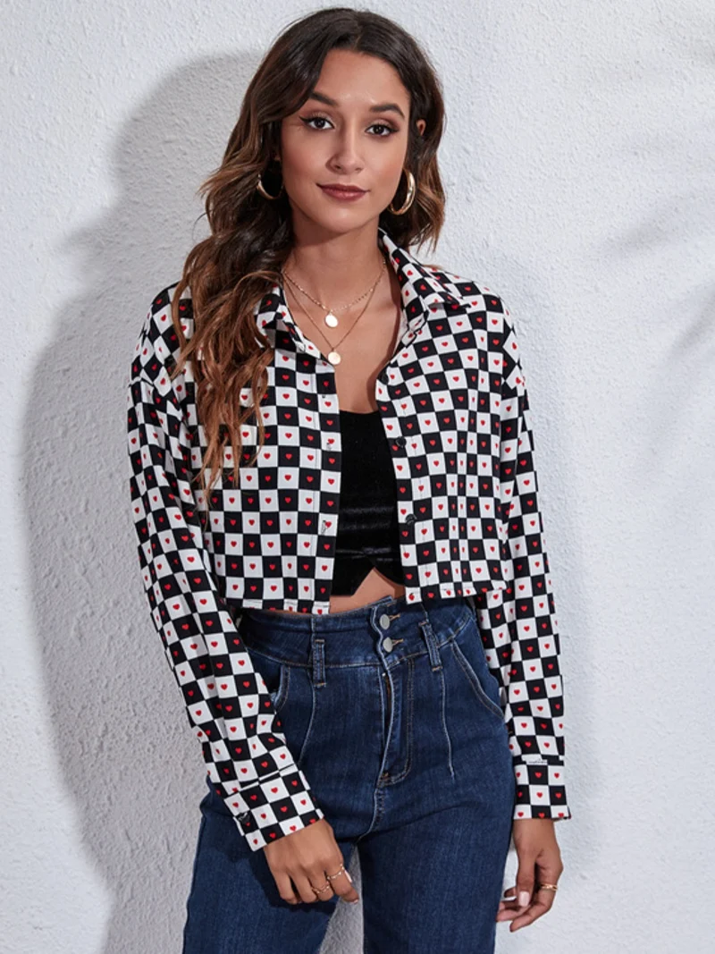 Veste courte imprimée boutonnée
