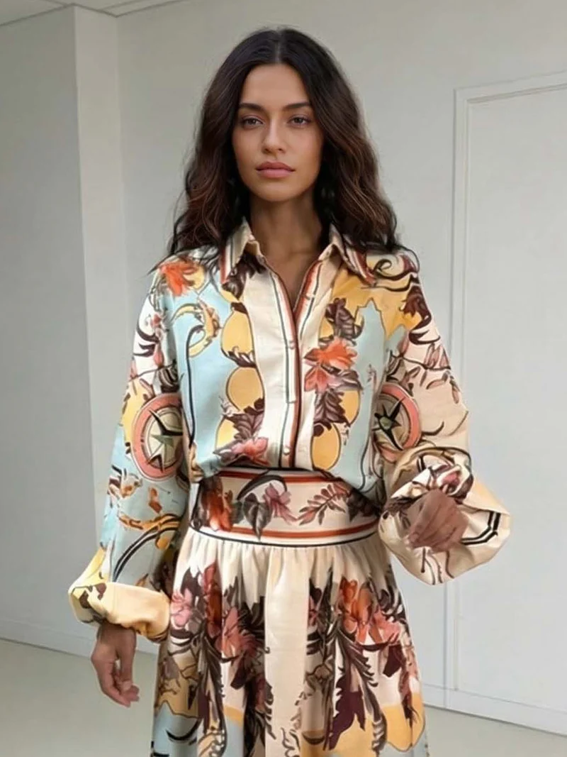 Retro Map Print Two-piece Set