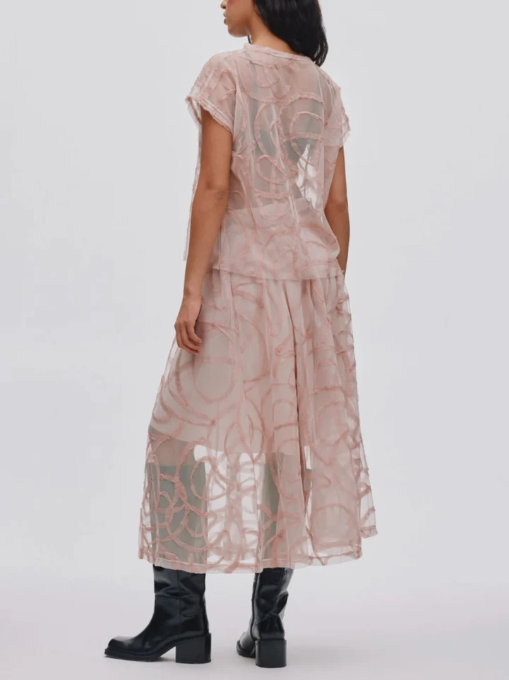 Elegant Jacquard Tulle Skirt Two-Piece Set