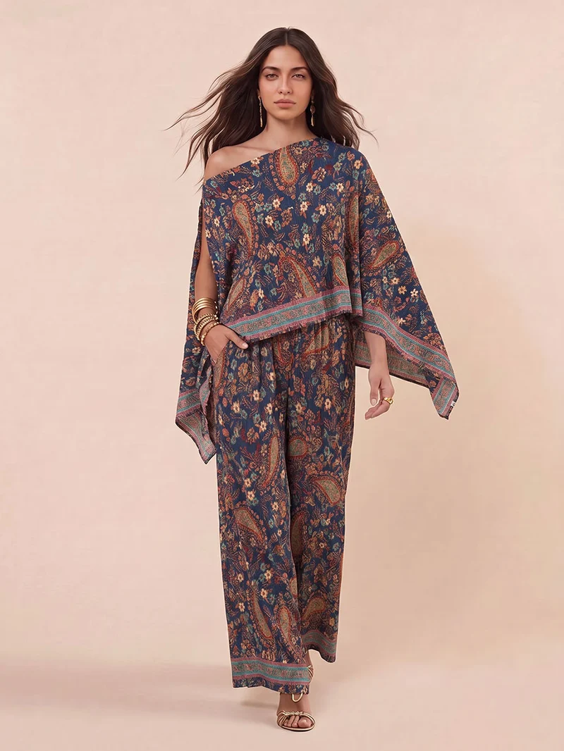 Bohemian Paisley High Waist Wide Leg Pants