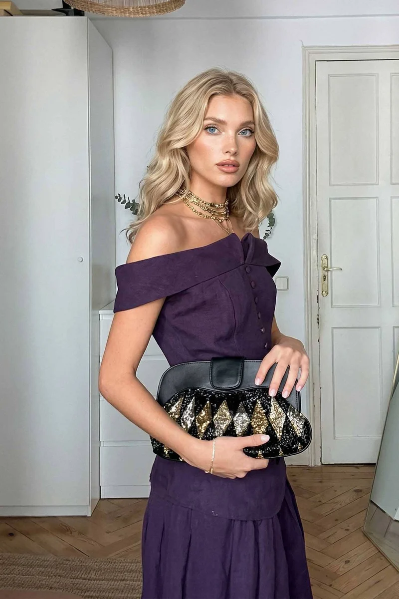 Off-shoulder Top And Bloomers Set