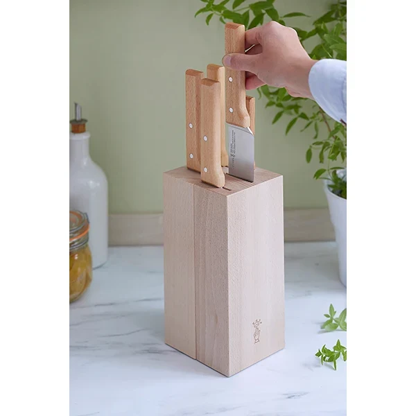 Bloc pour 5 couteaux en hêtre Opinel