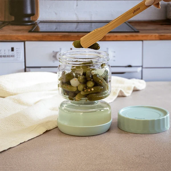 Bocal à cornichons en verre avec séparateur silicone 900 ml Pebbly