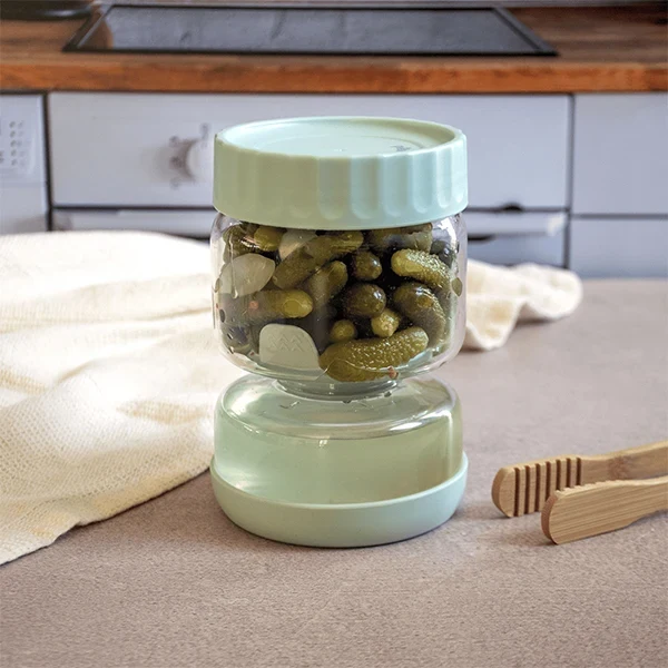 Bocal à cornichons en verre avec séparateur silicone 900 ml Pebbly