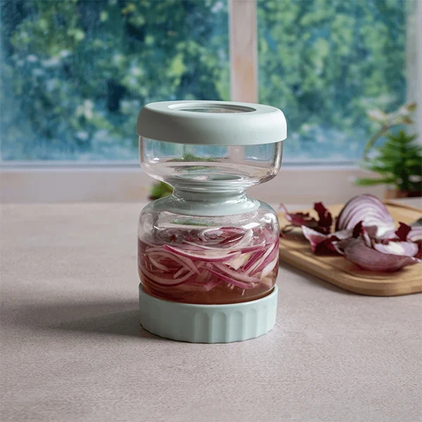 Bocal à cornichons en verre avec séparateur silicone 900 ml Pebbly