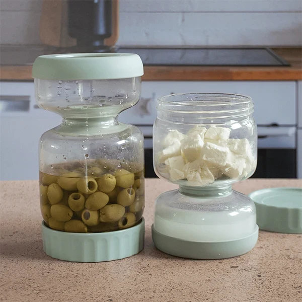 Bocal à cornichons en verre avec séparateur silicone 900 ml Pebbly