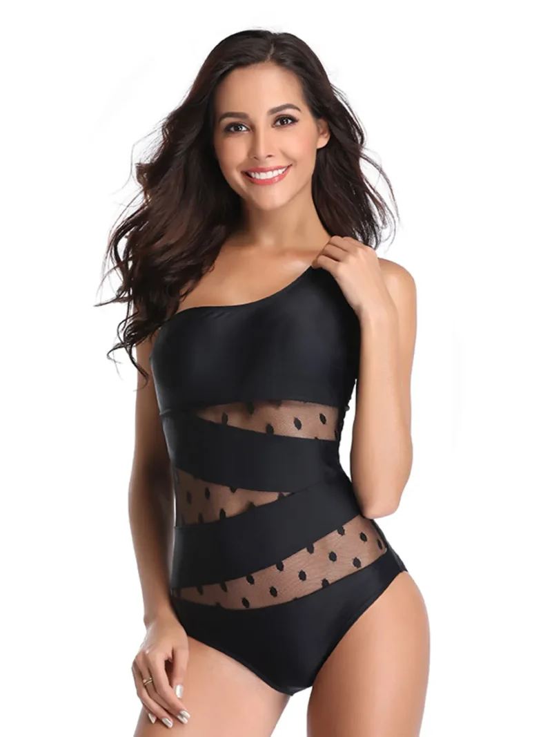 Maillot de bain une pièce à pois et une épaule