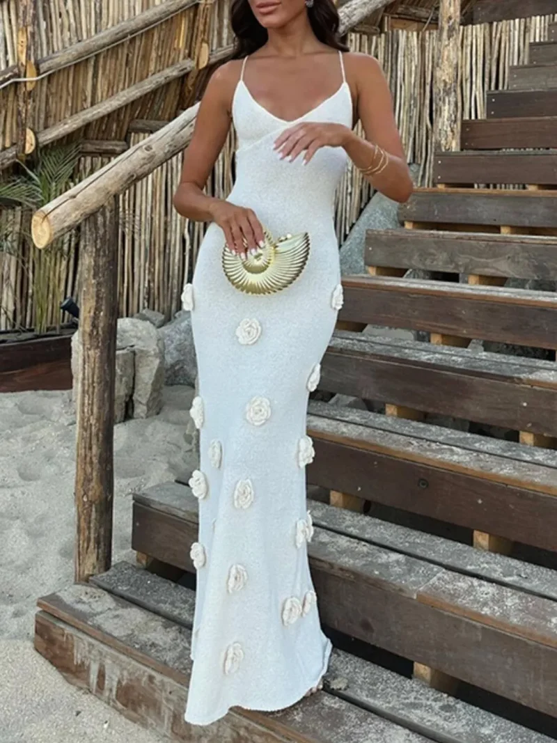 Robe longue à fleurs et caraco
