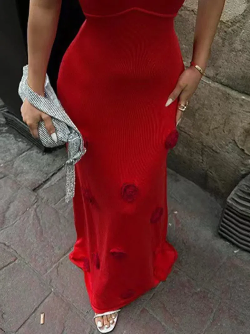 Robe longue à fleurs et caraco