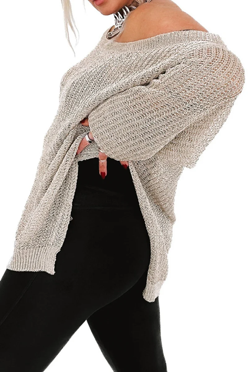 Cache-maillot en tricot à manches longues avec fente latérale