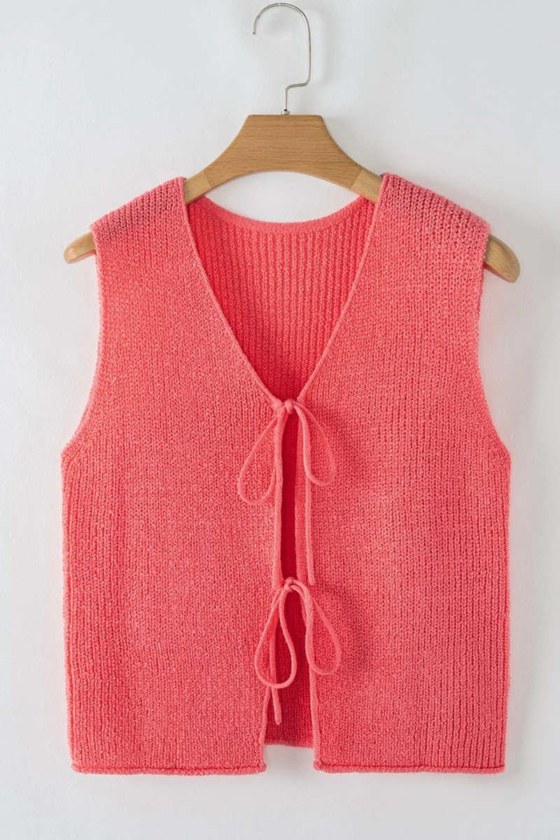 Gilet pull col V à double lien