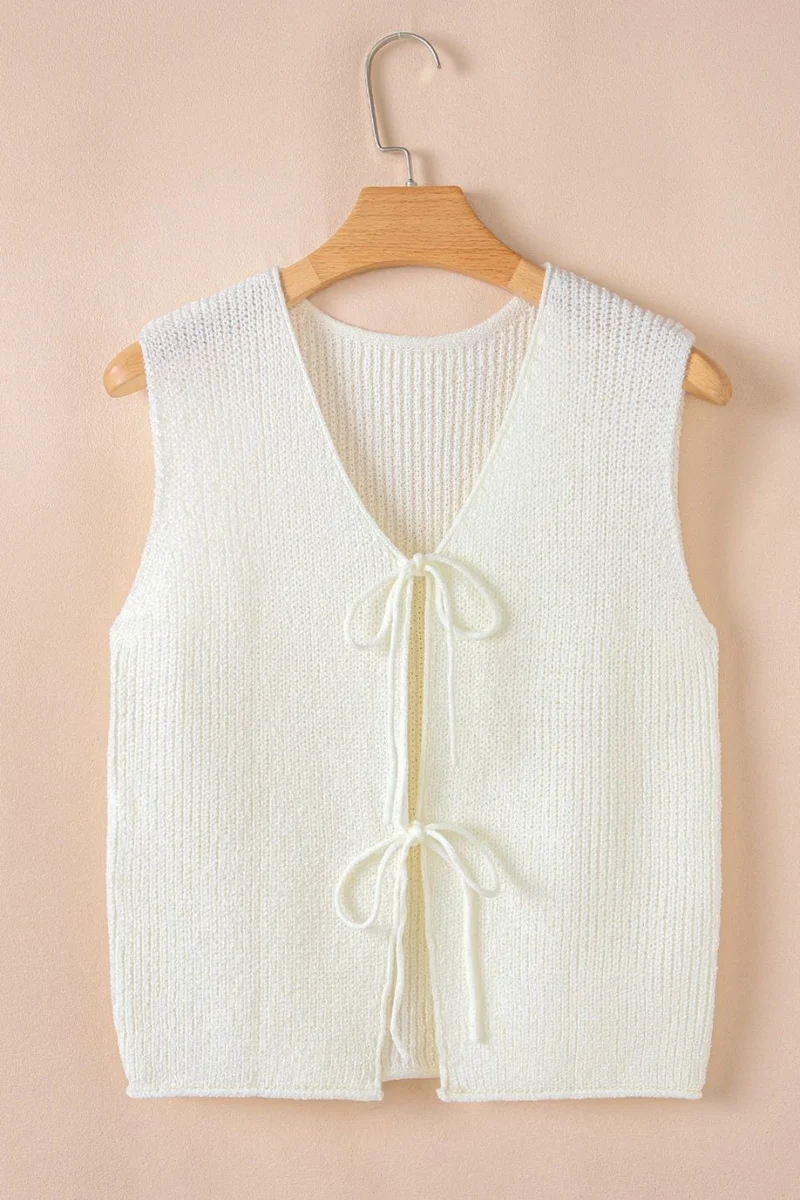 Gilet pull col V à double lien