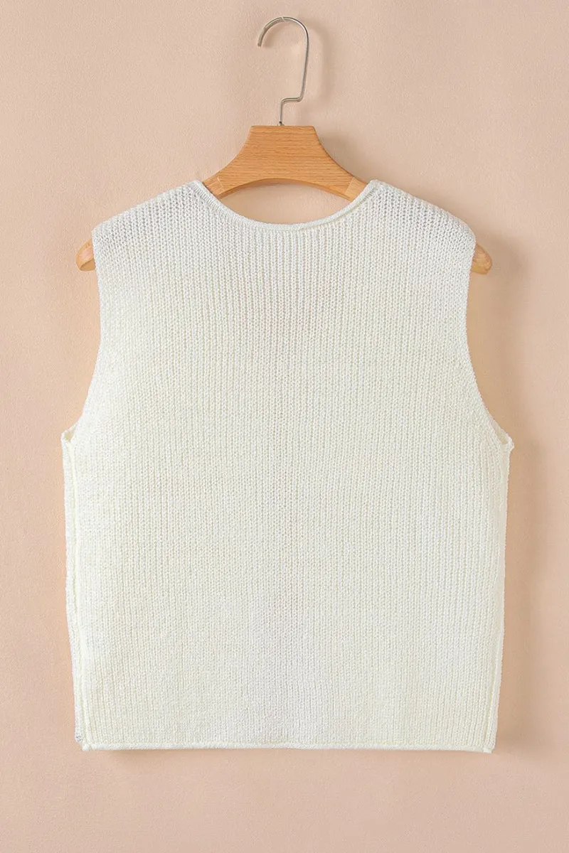 Gilet pull col V à double lien