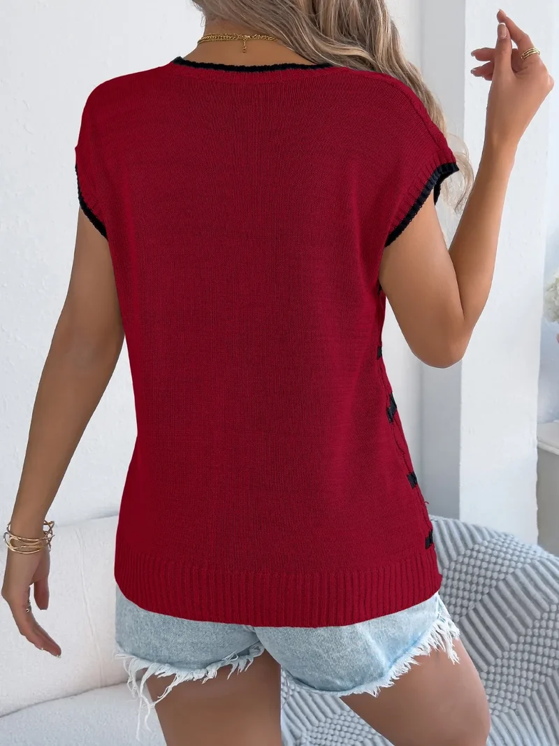 Haut en tricot à rayures et col rond
