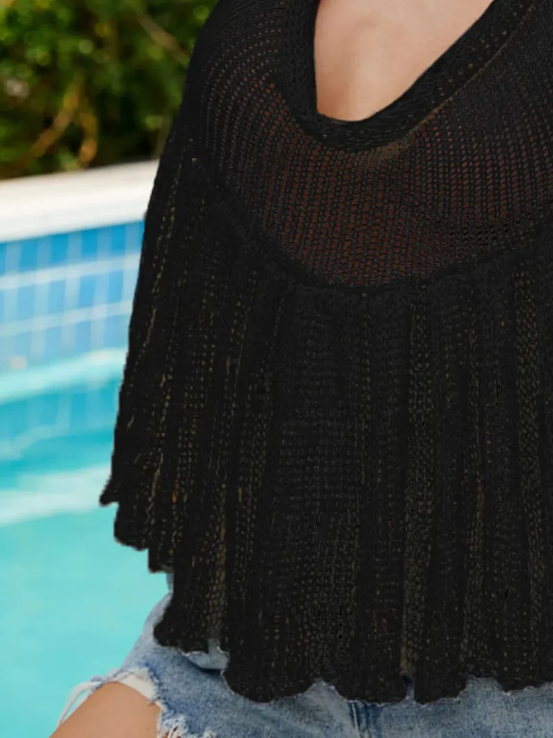 Cache-maillot en tricot ajouré à col licou