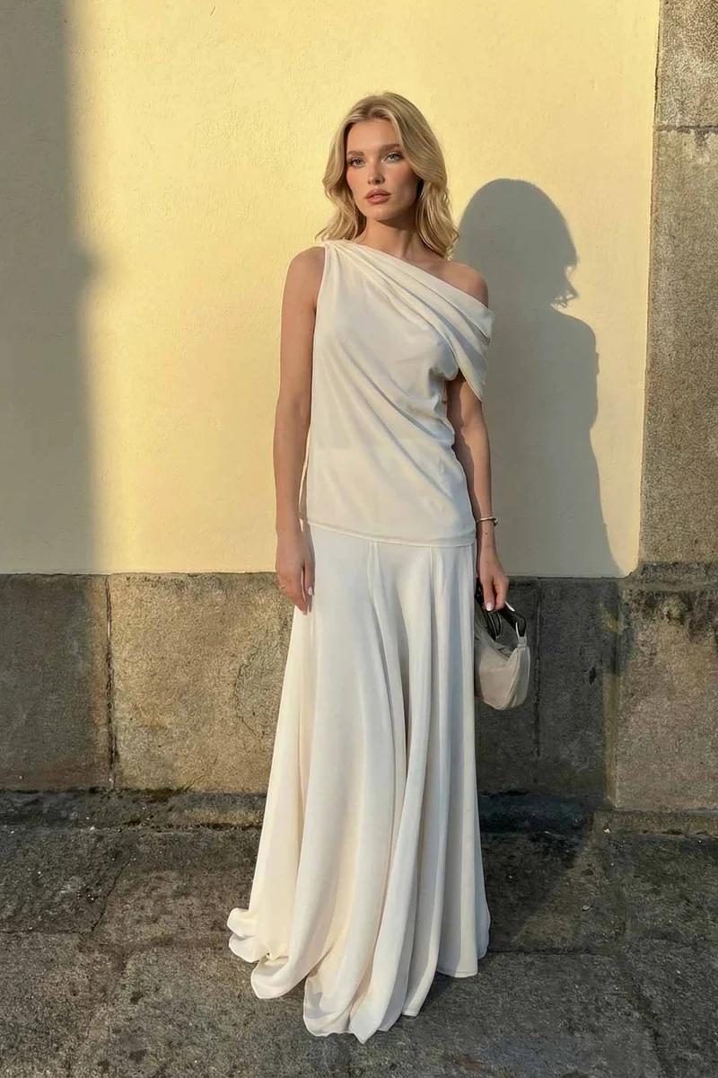 Off-shoulder Top And Fishtail Skirt Suit