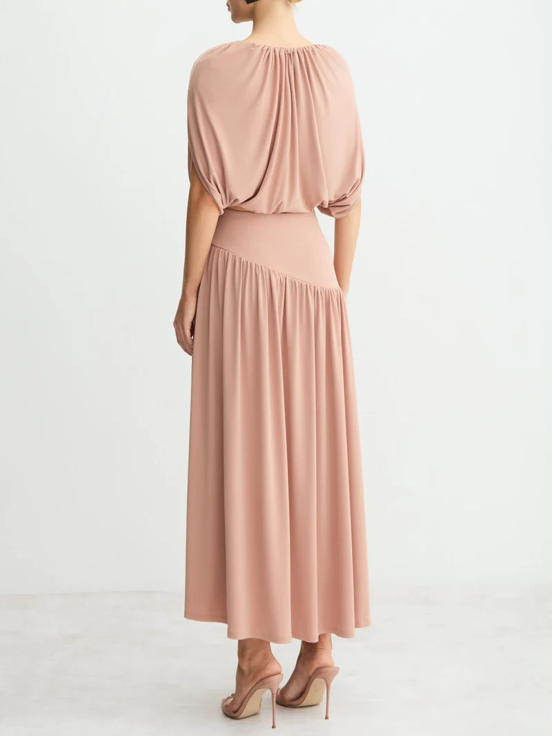 Sexy Ruched Crop Top & Flowy Maxi Skirt Set