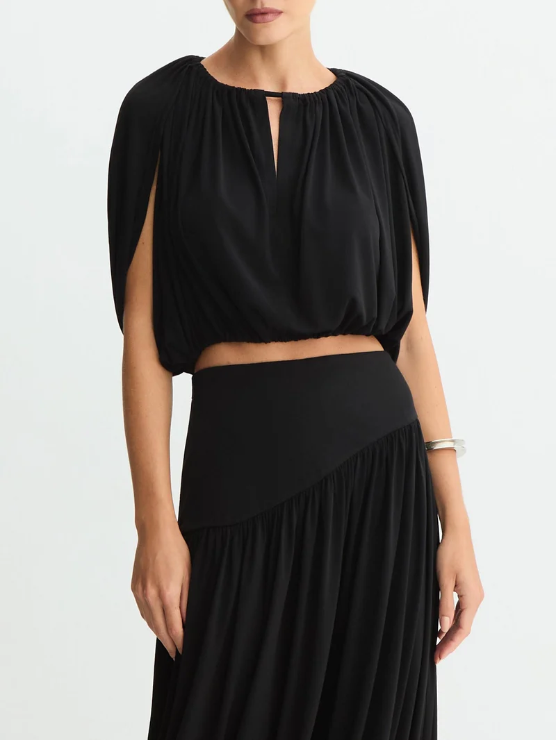 Sexy Ruched Crop Top & Flowy Maxi Skirt Set